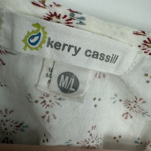 Kerry Cassill Flare Sleeve Tunic Top Size M/L Deep V Neck Empire Tie Boho - Picture 6 of 14